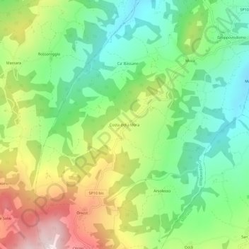 Mappa topografica Costa della Mora, altitudine, rilievo