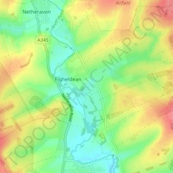 Mappa topografica Ablington, altitudine, rilievo