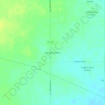 Mappa topografica Goldapp Colonia, altitudine, rilievo