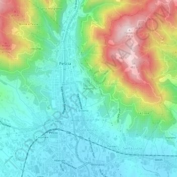 Mappa topografica Ricciano, altitudine, rilievo