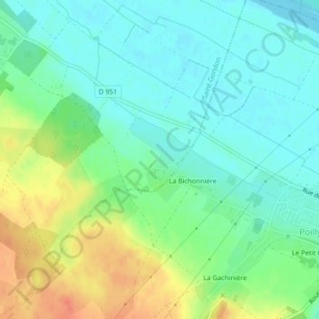 Mappa topografica Nouan, altitudine, rilievo