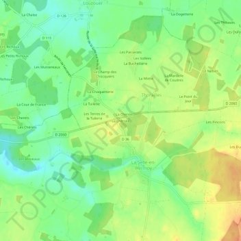 Mappa topografica La Chênaie, altitudine, rilievo