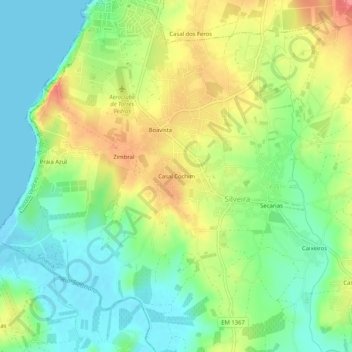 Mappa topografica Casal Cochim, altitudine, rilievo