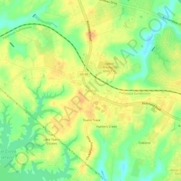 Mappa topografica Toano, altitudine, rilievo