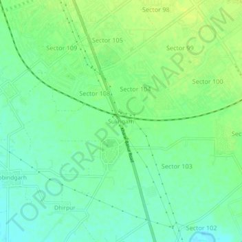 Mappa topografica Sukhgarh, altitudine, rilievo