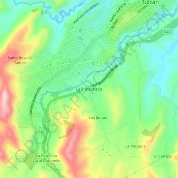 Mappa topografica La Rinconada, altitudine, rilievo