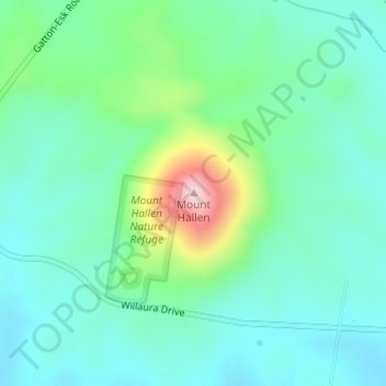 Mappa topografica Mount Hallen, altitudine, rilievo