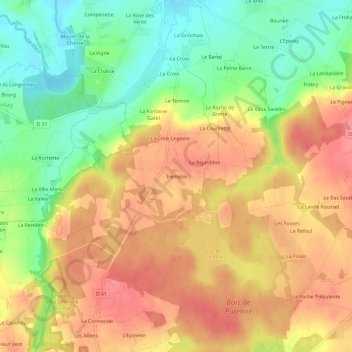 Mappa topografica Trémelin, altitudine, rilievo