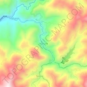 Mappa topografica Masara, altitudine, rilievo