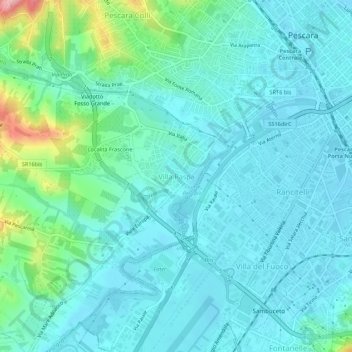 Mappa topografica Villa Raspa, altitudine, rilievo