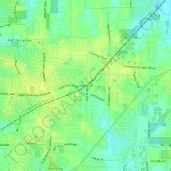 Mappa topografica Ellendale, altitudine, rilievo