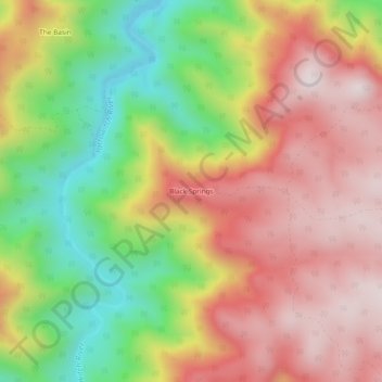Mappa topografica Black Springs, altitudine, rilievo
