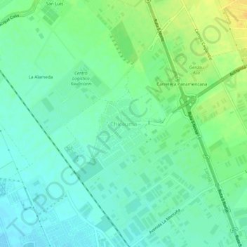 Mappa topografica Chicauma, altitudine, rilievo