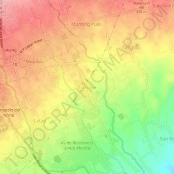 Mappa topografica San Jose, altitudine, rilievo