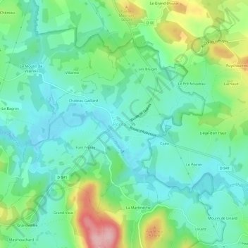 Mappa topografica Pontarion, altitudine, rilievo