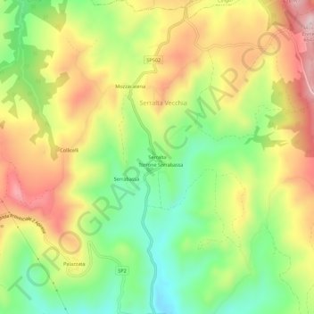 Mappa topografica Serralta, altitudine, rilievo