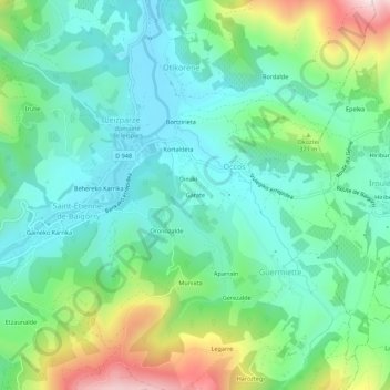 Mappa topografica Garate, altitudine, rilievo