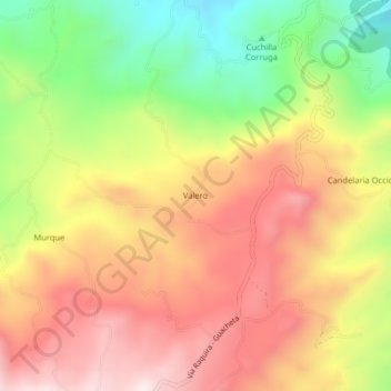 Mappa topografica Valero, altitudine, rilievo