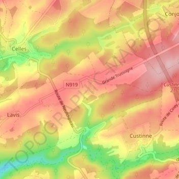 Mappa topografica Grande Trussogne, altitudine, rilievo