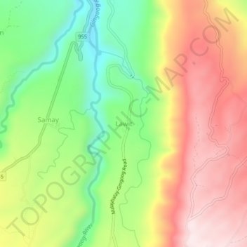 Mappa topografica Lawit, altitudine, rilievo
