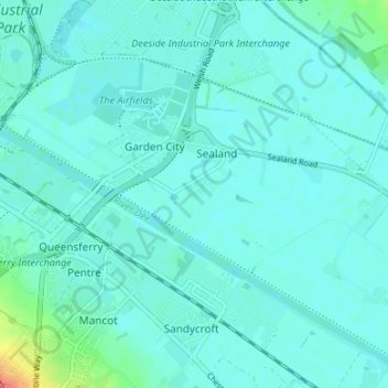 Mappa topografica Sealand Manor, altitudine, rilievo