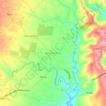 Mappa topografica Matina Biao, altitudine, rilievo