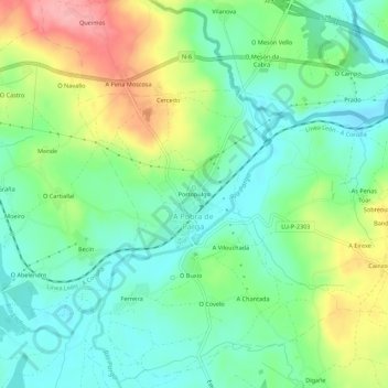 Mappa topografica Portopulgo, altitudine, rilievo