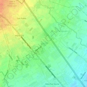 Mappa topografica Baliti, altitudine, rilievo