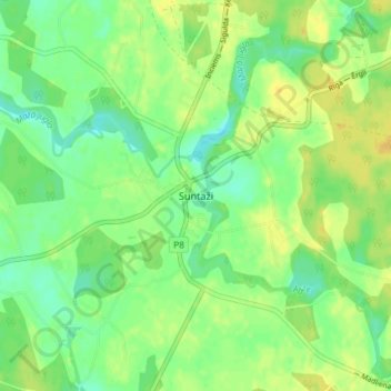 Mappa topografica Suntaži, altitudine, rilievo