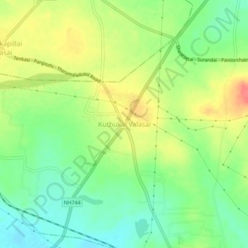Mappa topografica Kuthukal Valasai, altitudine, rilievo