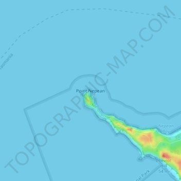 Mappa topografica Point Nepean, altitudine, rilievo