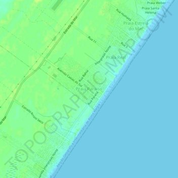 Mappa topografica Praia Paraíso, altitudine, rilievo