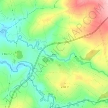 Mappa topografica Jamji, altitudine, rilievo