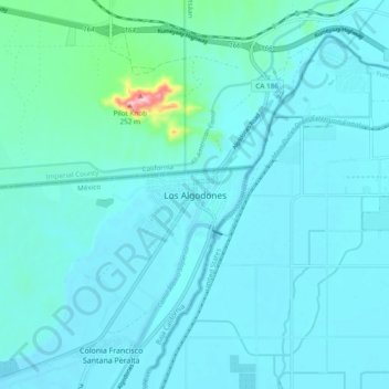 Mappa topografica Los Algodones, altitudine, rilievo