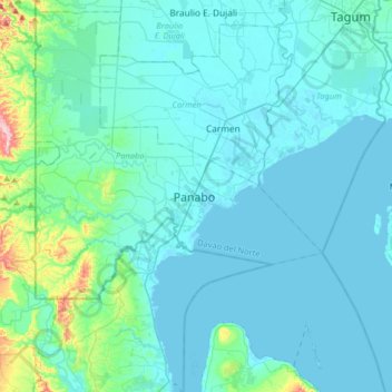 Mappa topografica Panabo, altitudine, rilievo