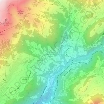 Mappa topografica Le Verney, altitudine, rilievo
