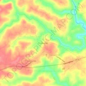 Mappa topografica The Meadows, altitudine, rilievo