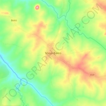 Mappa topografica Mayo-Baléo, altitudine, rilievo