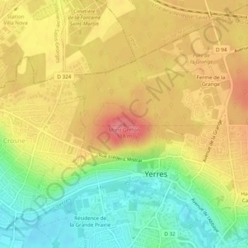 Mappa topografica Mont Griffon, altitudine, rilievo