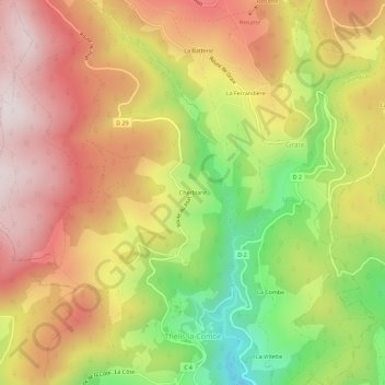Mappa topografica Cherblanc, altitudine, rilievo