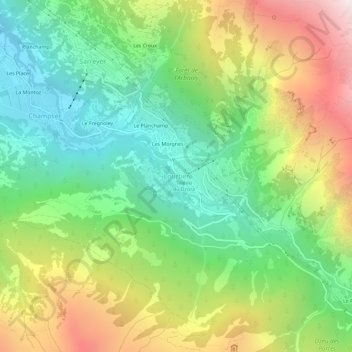 Mappa topografica Lourtier, altitudine, rilievo