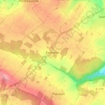 Mappa topografica Favrieux, altitudine, rilievo