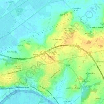 Mappa topografica Pièce du Tail, altitudine, rilievo