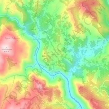 Mappa topografica Martim, altitudine, rilievo