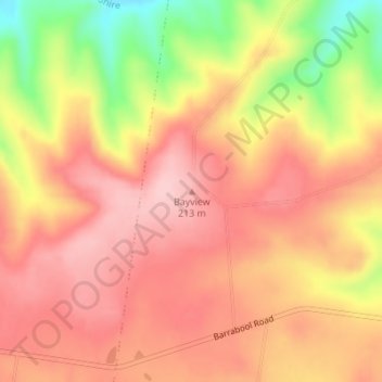 Mappa topografica Bayview, altitudine, rilievo