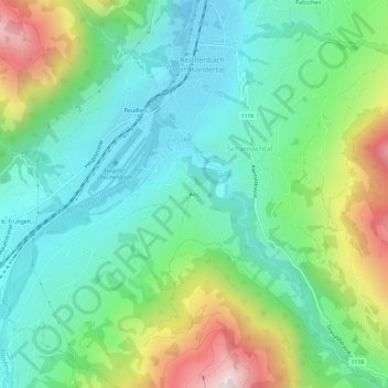 Mappa topografica Aris, altitudine, rilievo