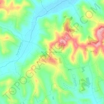 Mappa topografica Cuccaro Monferrato, altitudine, rilievo
