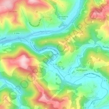 Mappa topografica Janolles, altitudine, rilievo