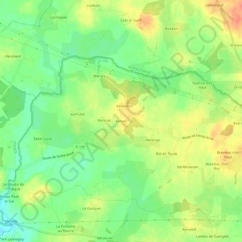 Mappa topografica Kervet, altitudine, rilievo