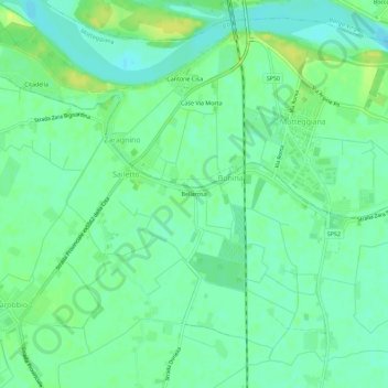 Mappa topografica Bellarosa, altitudine, rilievo
